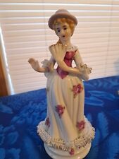Vintage Toma Japan Lady With Fan 8 Inch Figurine picture