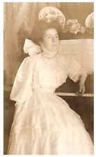 RPPC Beautiful Woman Filthy Dirty Hands White Dress Piano Postcard c. 1910 picture