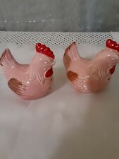 VINTAGE PINK ROOSTER SALT AND  PEPPER SHAKERS MADE IN JAPAN picture