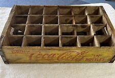 Vintage 1969 Yellow Wooden Wood 24 Bottle Coca-Cola Coke Crate picture