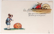 Halloween Post Card The Fairman Co Witch Moon Jack O Lantern Black Cats picture