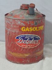 Vintage The New Delphos Mfg Co Gas Can Red 2 Gallon Galvanized Screw Cap Retro picture