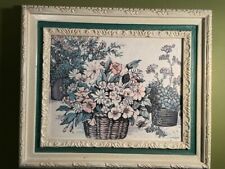 Vintage Claudessa Boho Framed Floral Print MCM Pots Plants Baskets 1798 CW Art picture