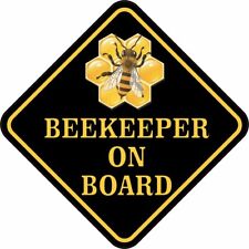 StickerTalk 5in x 5in Beekeeper on Board Sticker Car Truck Vehicle Bumper Decal picture