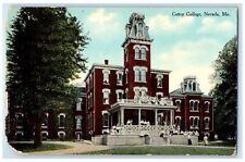 c1910 Cottey College Campus Building Tower Students On Porch Nevada MO Postcard picture