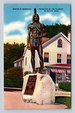 Plymouth MA-Massachusetts, Statue Of Massasoit, Antique, Vintage Postcard picture