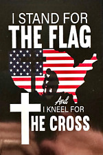 I Stand For The Flag & Kneel For the Cross.. Truck Decals Sticker  (4 Pack) #260 picture