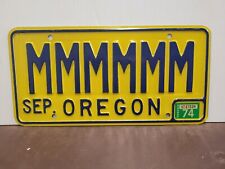 1974 Oregon vanity MMMMMM  License Plate Tag  picture
