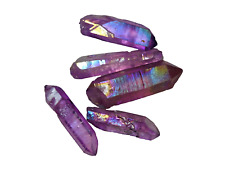 Lot of 5 Amethyst Aura Quartz Crystal Points From Brazil picture
