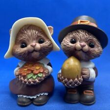 Anthropomorphic Thanksgiving Pilgrim Squirrel Chipmunk Salt & Pepper Shakers picture