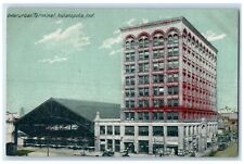 c1950's Interurban Terminal Traction Trolley Building Indianapolis IN Postcard picture