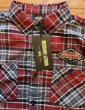 Men's Shirt Size 5 XL Harley Davidson Button Down Shirt NWT Red/Black Plaid picture