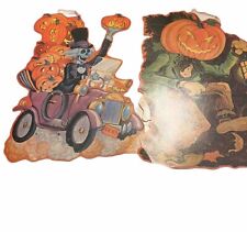2 VINTAGE HALLOWEEN/FALL DIE CUT CARDBOARD DECORATIONS Dbl SIDED picture