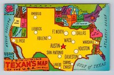 TX-Texas, Scenic Map Greetings, Antique, Vintage Souvenir Postcard picture