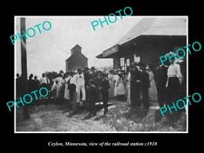 OLD LARGE HISTORIC PHOTO OF CEYLON MINNESOTA VIEW OF THE RAILROAD STATION c1910 picture