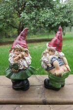 Gnomes Set of Two Saucy Naughty Guys 7 inches H. New Picking Nose Showing Butt picture