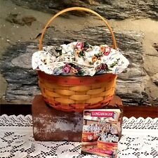 Longaberger Mother's Day Rings & Things Basket w Floral Fabric Drawstring Liner picture