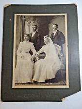 Large Cabinet Card Photograph of 2 Couples Double Wedding 11x8.5 Inches Approx. picture