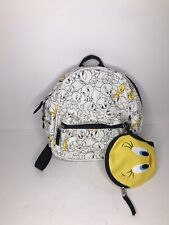 Warner Bros. Looney Tunes Tweety Bird Mini Backpack with Zip Pouch White 10.5