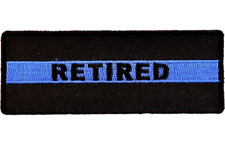 Retired Police Officer Blue Line Sew on Iron on Embroidered Patch picture