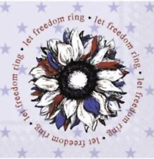 TWO Individual Paper Cocktail Beverage Decoupage Napkins Patriot Flower Freedom picture