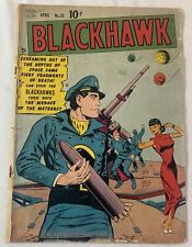 1950 Quality BLACKHAWK #30 ~ chunk out of back cover, one page has large tear picture