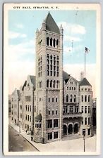 City Hall Syracuse New York Birds Eye View American Flag Cacel 1923 PM Postcard picture