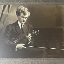 VTG Violinist Classical Musician Man SEPIA 1900s Pasadena Curly Hair PHOTO picture