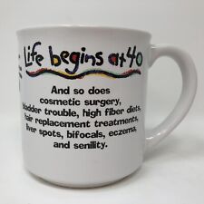 Life Begins at 40 Coffee Mug Novelty Funny Gag Gift Cosmetic Surgery Bifocals picture