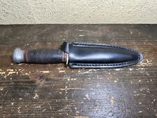 Vintage Marbles Gladstone Mi. Hunting Knife Stacked Leather Handles W/Sheath picture