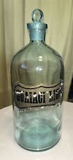 Large Vintage Pharmacy Apothecary Bluish Clear Glass Bottle 13 inches tall picture