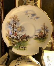 Vintage Regency English Bone China Saucer Only Fox Hunting Scene Horse Hound picture