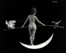 Antique 1895 Nude Woman on Crescent Moon - Night Photo - Frederick Johnson & Co. picture