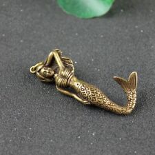 Pure Brass Mermaid Key Chain Keyring Figurine Ornament Miniature Statue Craft picture