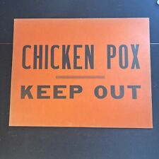 1930s Board of Health Infectious Disease Sign Card WARNING Chicken Pox Plague picture