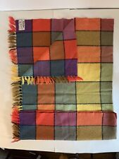 VTG Churchill Weavers Handwoven Pure Wool Plaid Throw Blanket Fringed 45