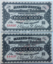 Lot 2 1776 1876 Philadelphia Centennial Exposition Worlds Fair Admission Tickets picture