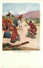 Cowboy Western Gun Fight C-1910 Dispute horse Fence Postcard 21-14031 picture