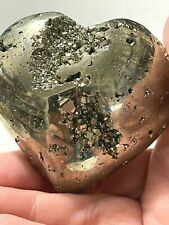 Pyrite Druzy Drusy Heart 70x60mm Reiki Healing Crystal Solar Plexus Protects  picture