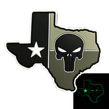 TEXAS STATE FLAG MAP SKULL TX  HOOK PATCH (3D-PVC Rubber-GLOW DARK)  picture