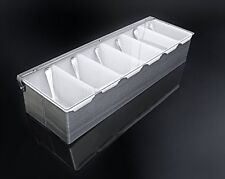 6 Compartments Condiment Dispenser Chilled Server Caddy Food Tray Salad Bar New picture