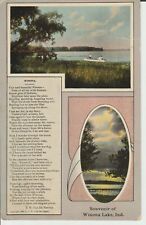 Winona Lake, Indiana Souvenir; Lake; J.W. Van De Venter Poem; Postcard  A6 picture