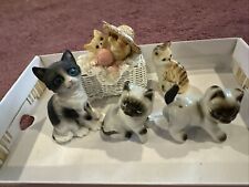 Set of 5 Vintage Bone China Kittens Cat group Ornaments Different Poses picture