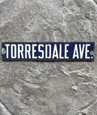Vintage Blue Porcelain Street Sign “Torresdale Ave” Historical Phila Sign R picture