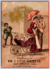 Victorian Trade Card AR Hot Springs WM J Grocer Modern Nurse Baby LARGE ~1182 picture