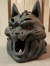 Vintage Cast Iron Halloween Cat Candle/Lights Lantern Scary picture