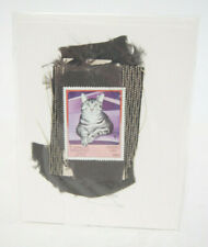 *Signed* Elisa Goodman Curmudgeon Greeting Cards Stamp Art Cats Postes Lao 1983 picture