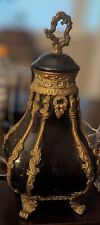 Vintage CASTILIAN IMPORTS Ornate PORCELAIN & BRONZE Bottle Vase FLORAL FOOTED picture