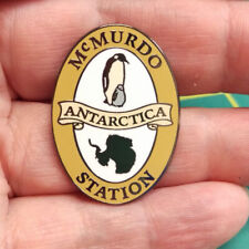 NEW McMurdo Station Antarctica Pin penguins & map Oval lapel hat jacket pin 1.25 picture