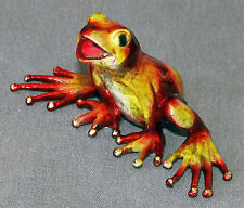 Bronze Frog Figurine Statue Amphibian Art Sculpture Wildlife Frogs Nature Signed picture